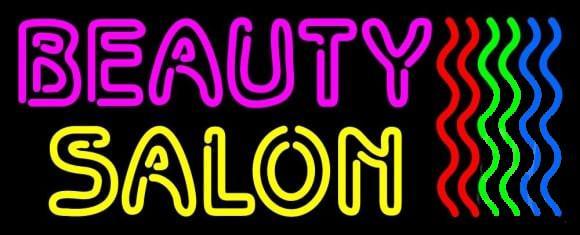 Beauty Salon Text Waves Neon Sign
